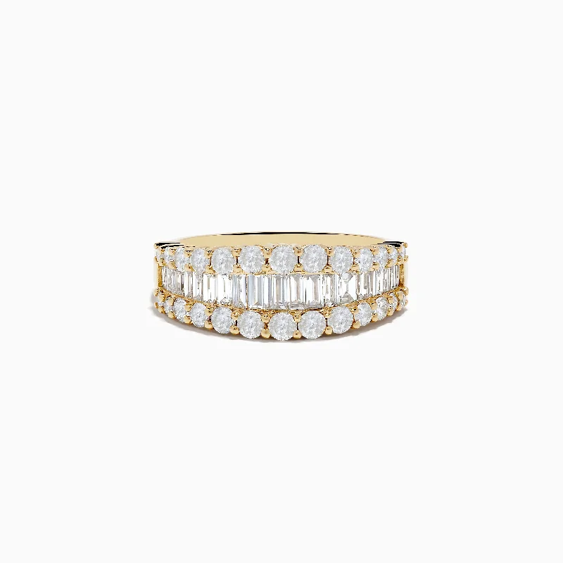 D'oro 14K Yellow Gold Diamond Band Ring 1.55 TCW