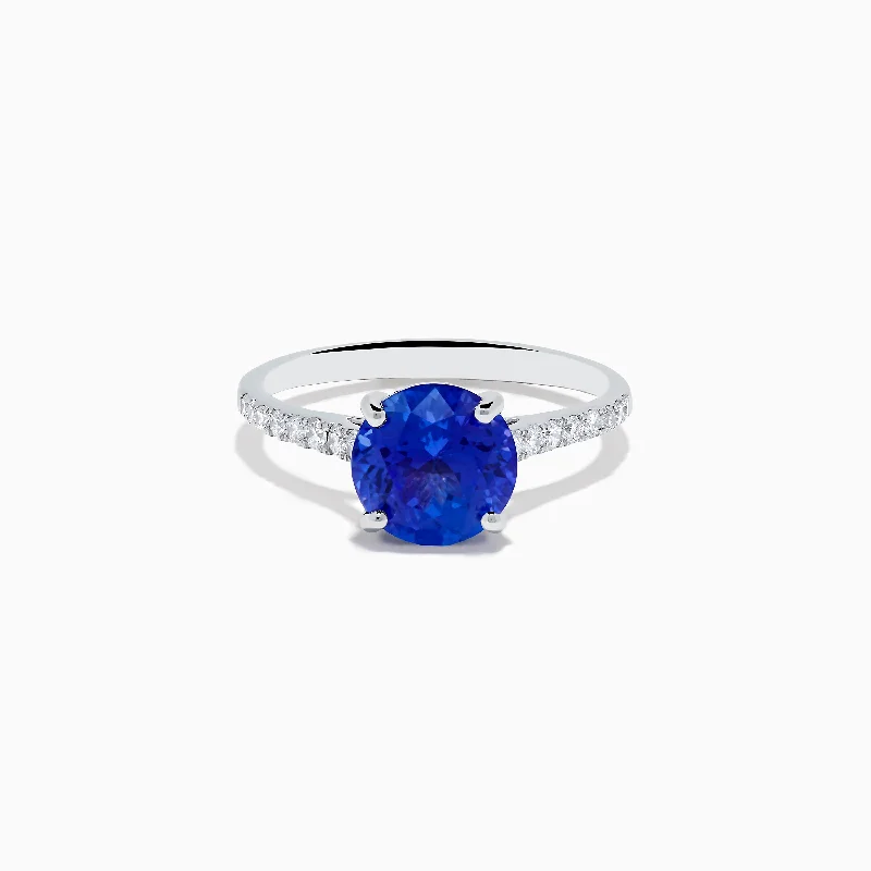 Nahla 14K White Gold Round Tanzanite and Diamond Ring