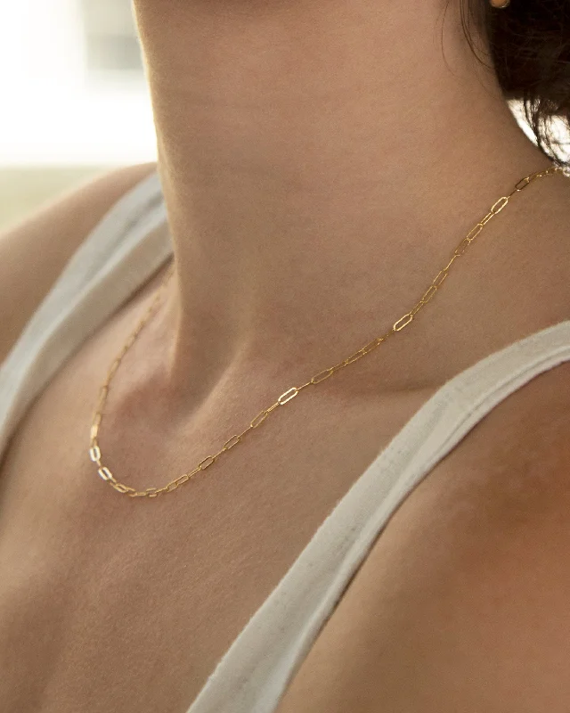 Dainty Paperclip Box Chain Necklace