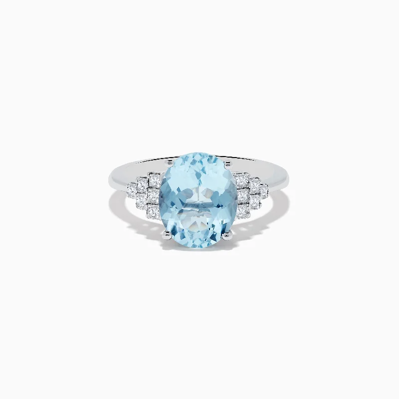 Aquarius 14K White Gold Aquamarine and Diamond Ring