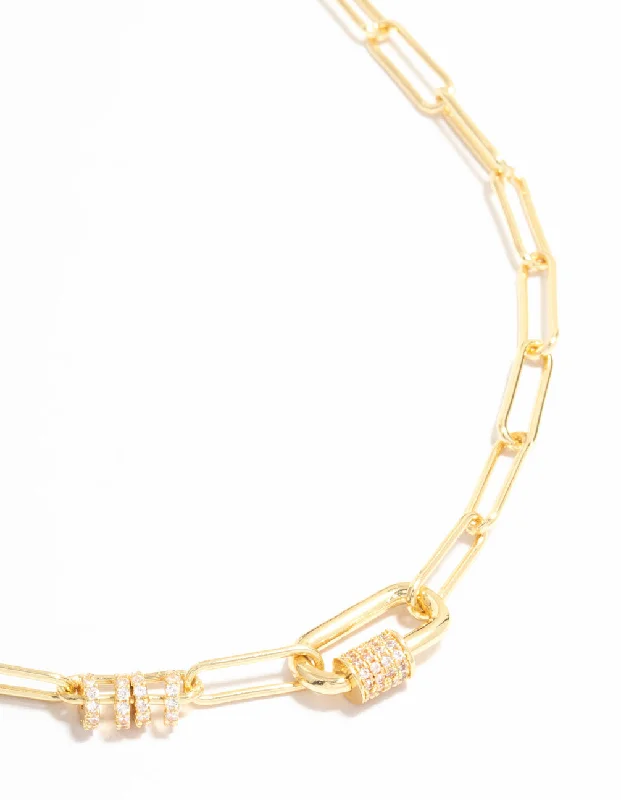 Gold Plated Oval Link Necklace