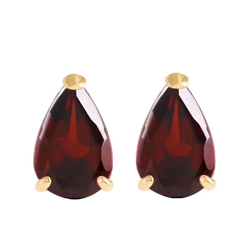 3.15 Carat 14K Solid Gold Stud Earrings Natural Garnet