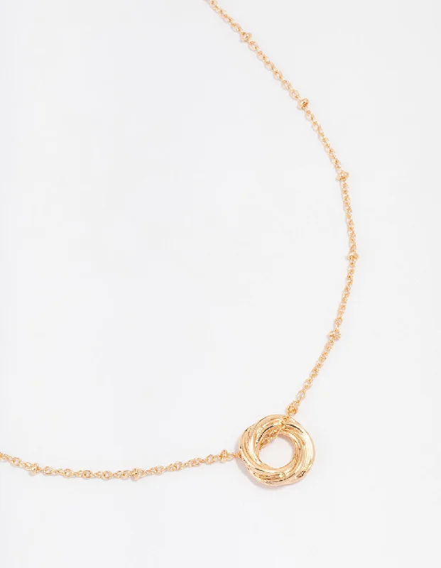 Gold Ball Chain O Ring Necklace