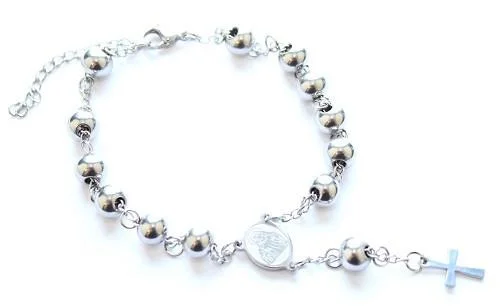 Silver Coloured Catholic Rosary/Prayer Bead Bracelet