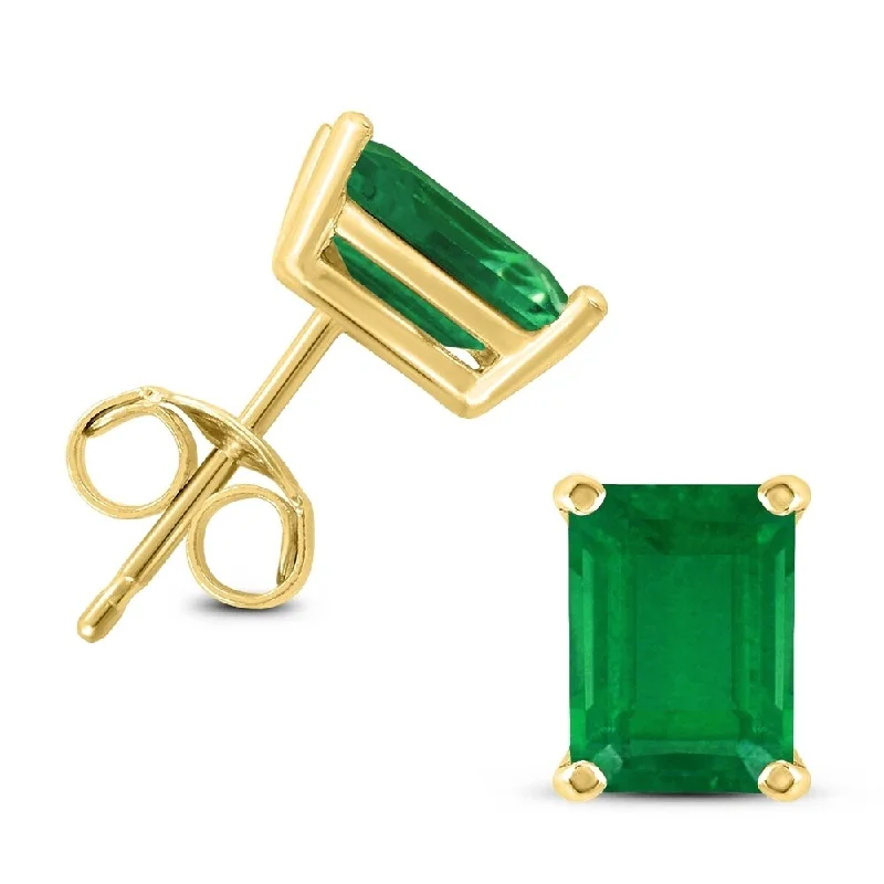 Marquee Jewels 14K Yellow Gold 5x3MM Emerald Shaped Emerald Earrings