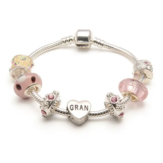 Gran 'Vanilla Kisses' Silver Plated Charm Bead Bracelet