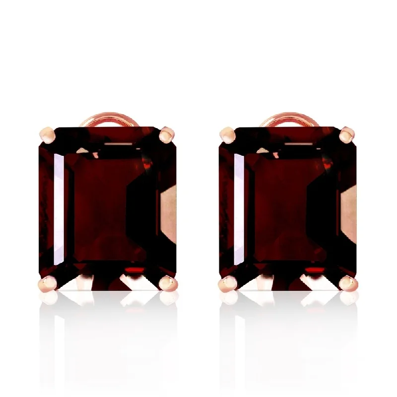 14 Carat 14K Solid Rose Gold Octagon Garnet Earrings