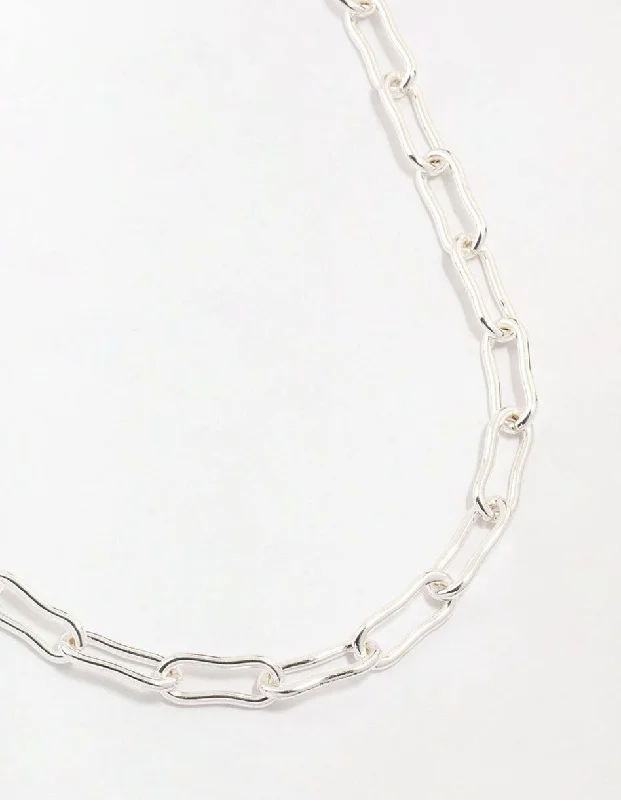 Silver Plated Mixed Link Necklace