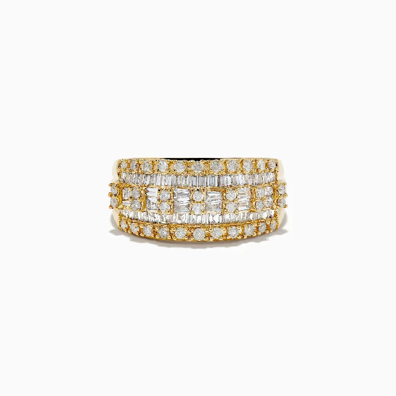 D'Oro 14K Yellow Gold Diamond Ring 0.98 TCW