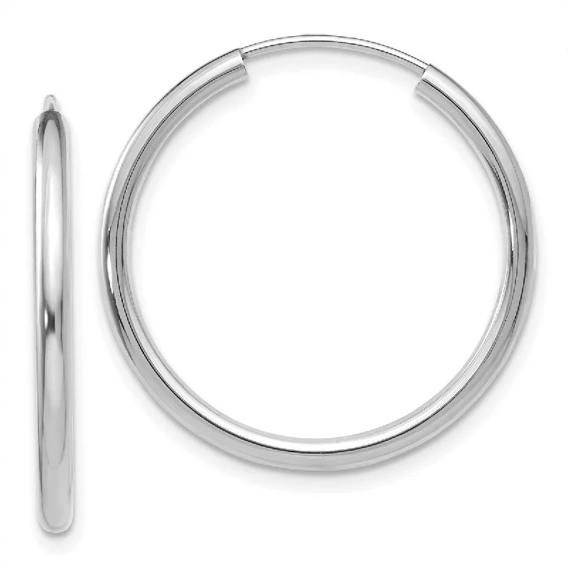 Curata 10k White Gold Polished Endless Hoop Earrings - 22x22mm