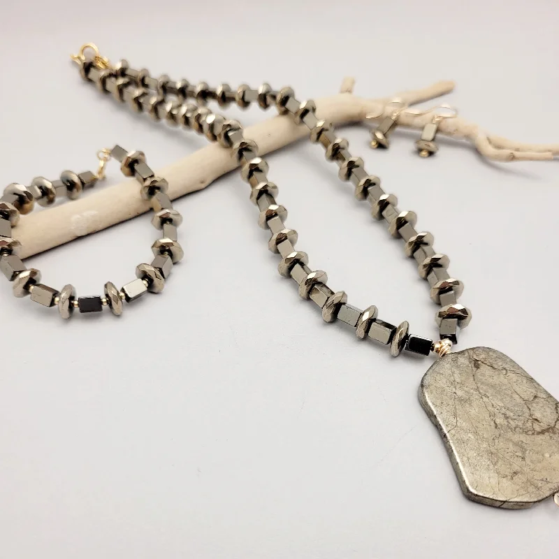 Hematite with Pyrite Pendant Necklace