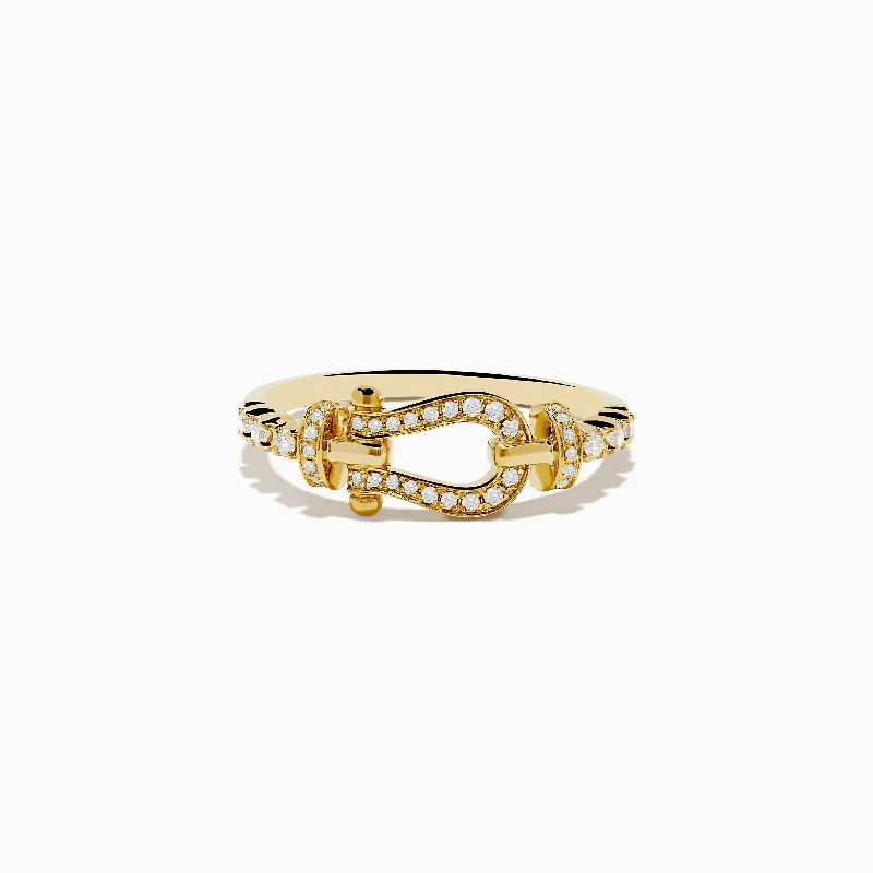 Novelty 14K Yellow Gold Diamond Horseshoe Ring