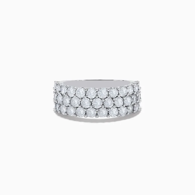 Pave Classica 14K White Gold Three Row Diamond Band 2.90 TCW