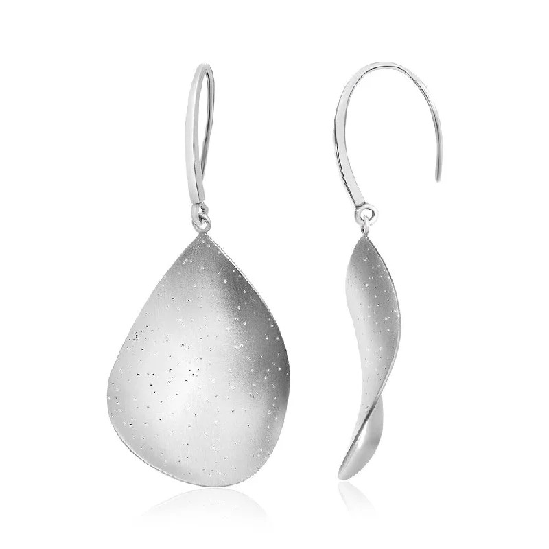 Sterling Silver Teardrop Twisted Style Drop Earrings