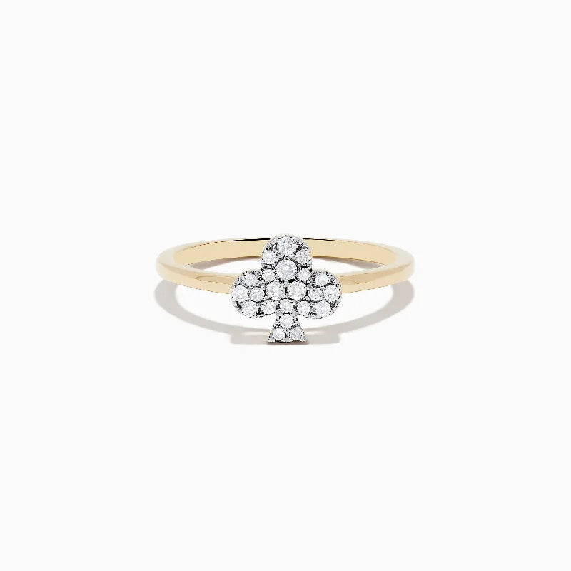 Casino 14K Yellow Gold Diamond Clubs Suit Ring