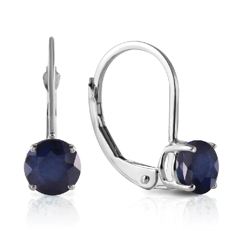 1.2 Carat 14K Solid White Gold Nestle Deeply Sapphire Earrings