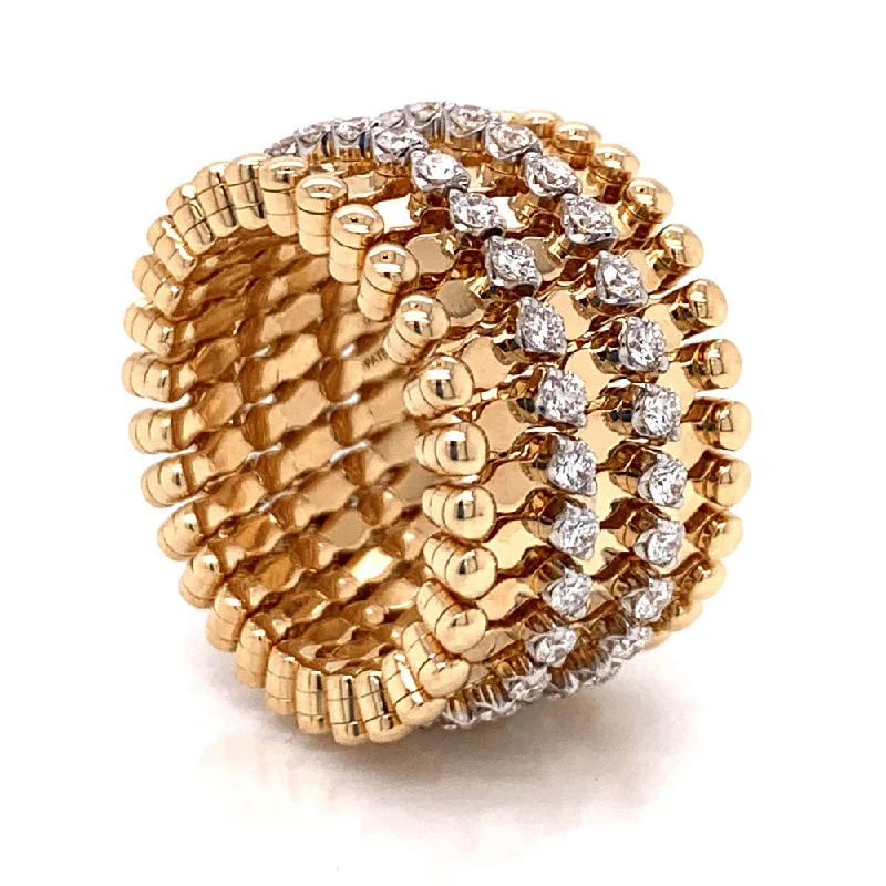 18K Yellow Gold & Diamond Expandable Brevetto Ring-to-Bracelet