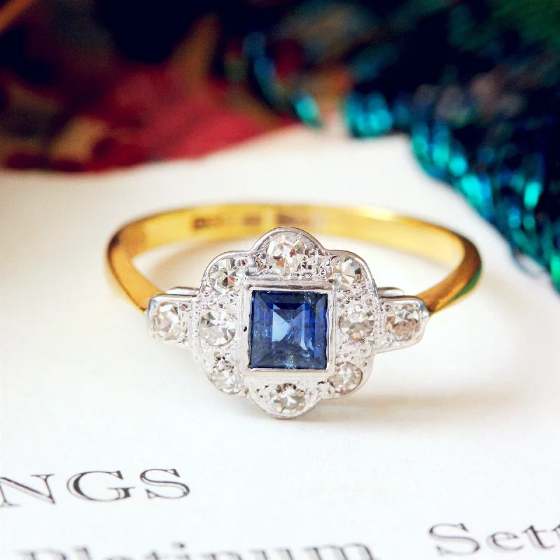 Vintage 1920's Sapphire and Diamond Engagement Ring