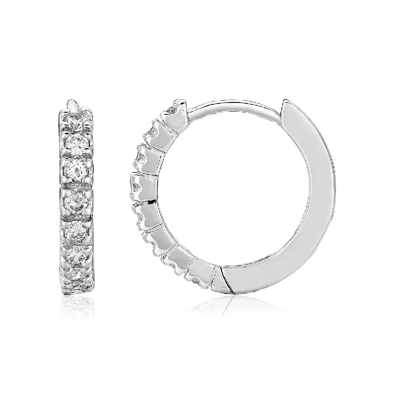 Sterling Silver Hoop Earrings with Cubic Zirconias