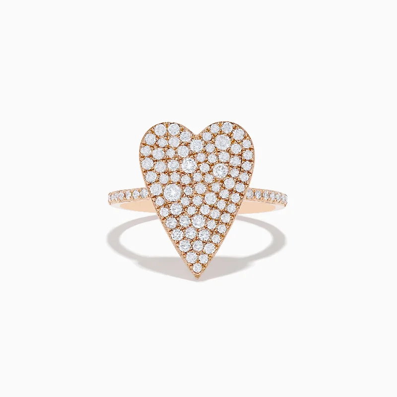 Pave Rose 14K Rose Gold Diamond Heart Ring