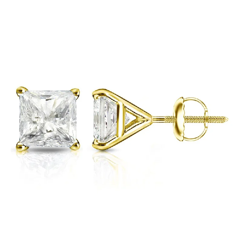 Auriya 1/2ctw Princess-cut Diamond Stud Earrings 14k Gold Martini-set (J-K, I2-I3)