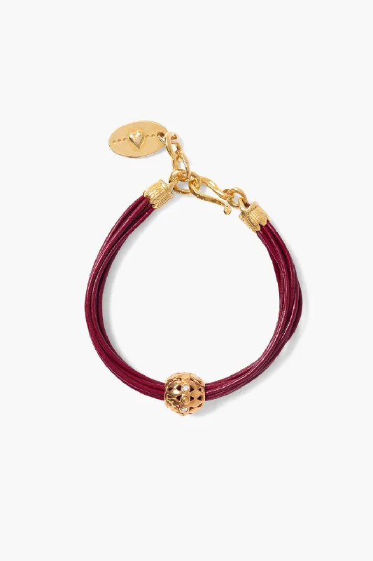 James Leather Bracelet Garnet