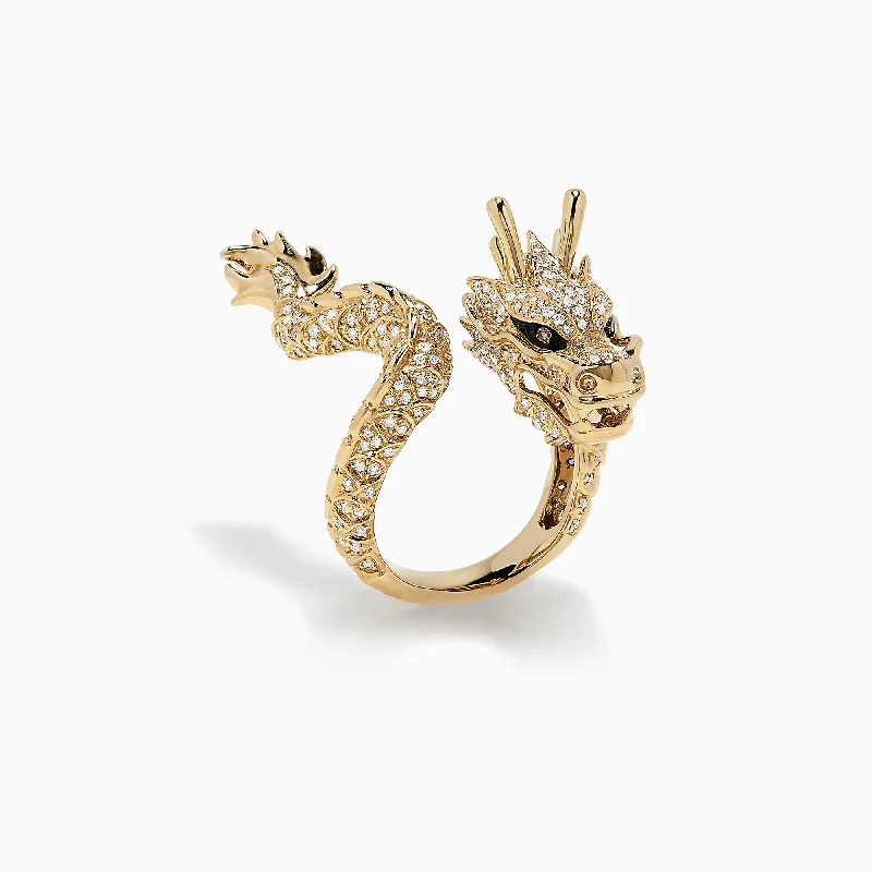 Safari 14K Yellow Gold Diamond Dragon Ring, 1.08 TCW