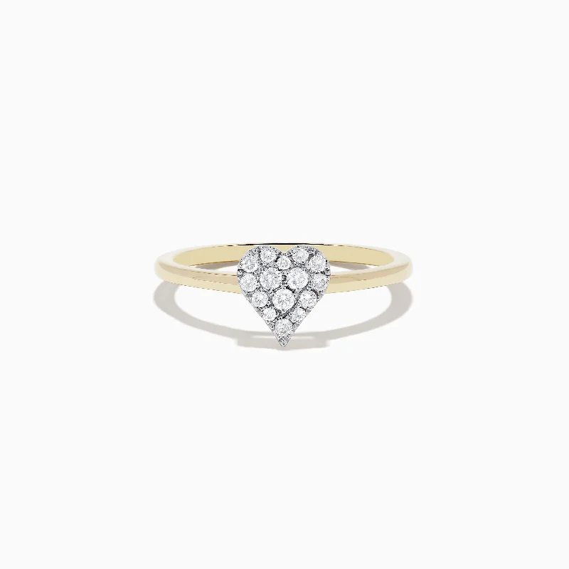 14K Yellow Gold Pave Diamond Heart Ring