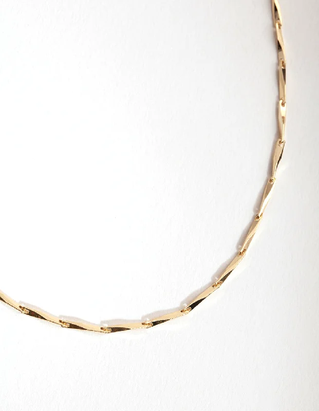 Gold Diamond Cut Tube Necklace