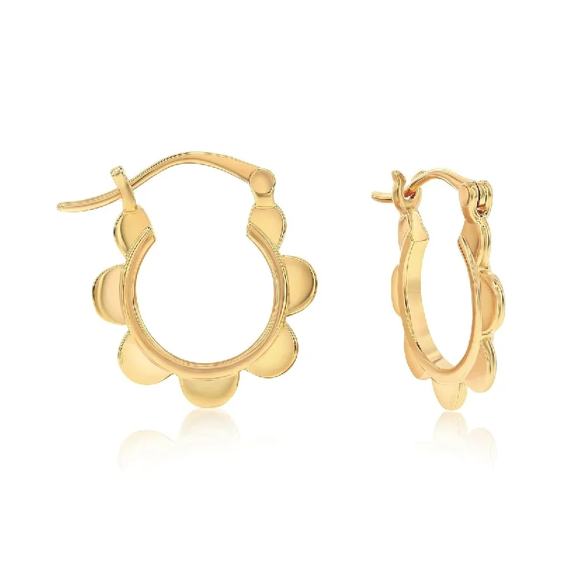 Donatello Gian Flower Design Gold Hoop Earrings