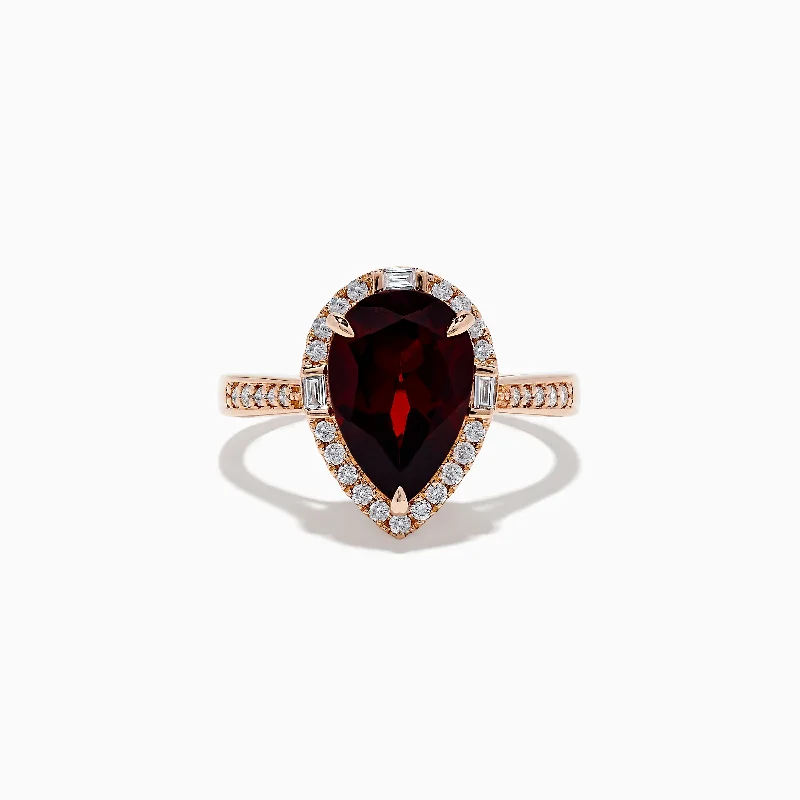 14K Rose Gold Garnet and Diamond Ring