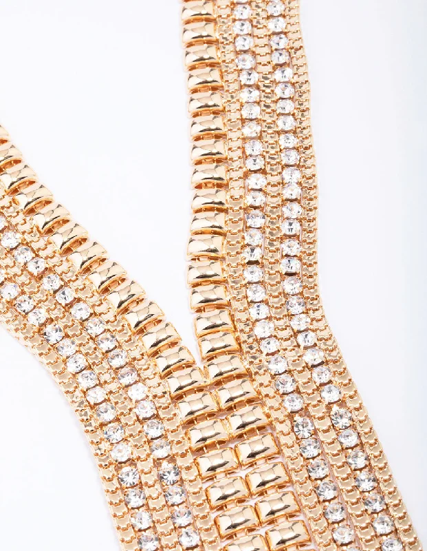 Gold Diamante Statement Necklace