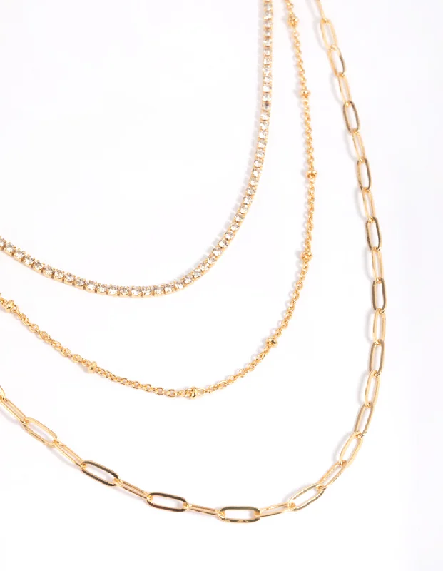 Gold Plated Chain Layered Necklace