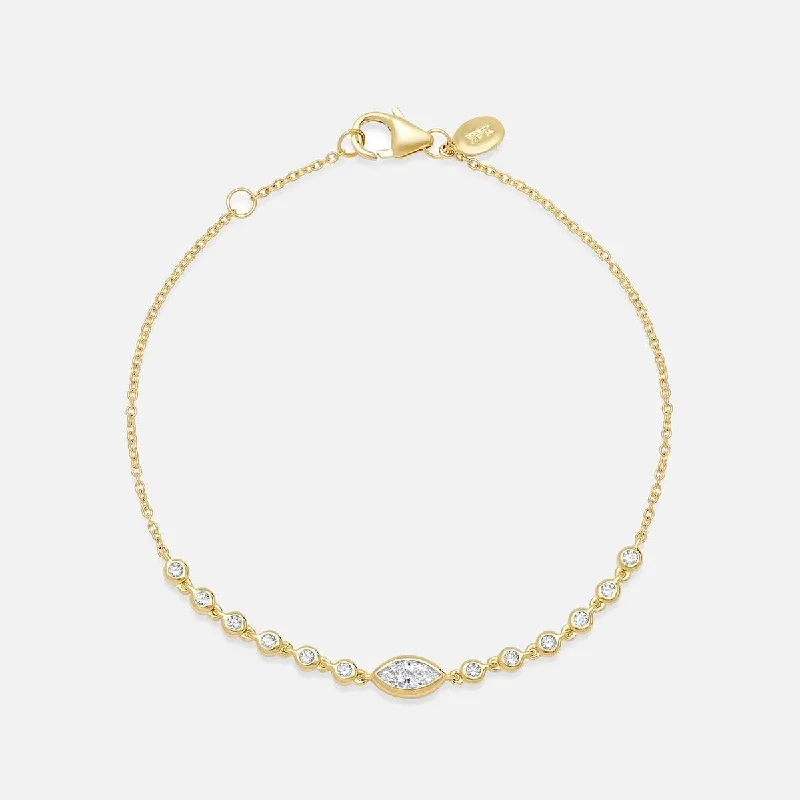 Diamond Marquise and Bezel Set Sun Ray Bracelet