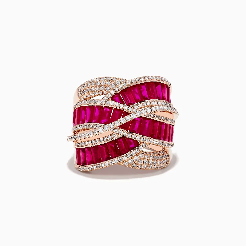 Ruby Royale 14K Rose Gold Ruby and Diamond Cocktail Ring