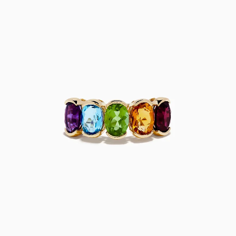 Mosaic 14K Yellow Gold Multi Stone Ring