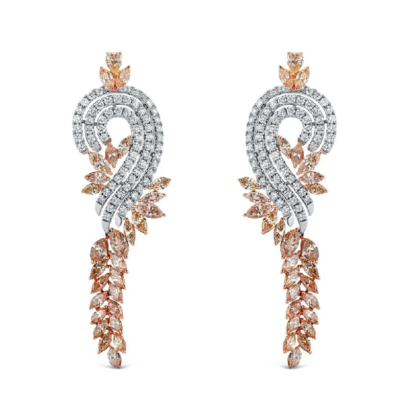 Auriya Unique 17 2/5ctw Diamond Dangle Earrings 14k Two-tone Gold (H-I, SI1-SI2)