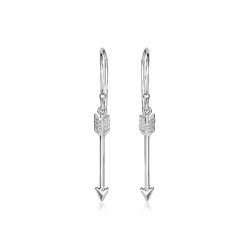 Sterling Silver Polished and Textured Arrow Earrings