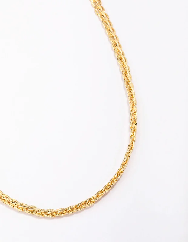 Gold Plated Braided Chain Necklace