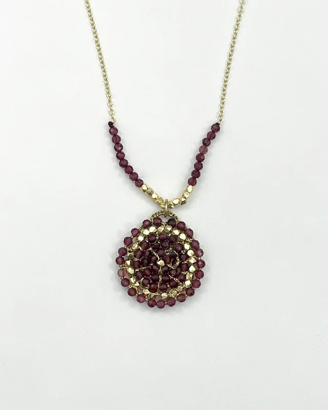 Danielle Welmond Garnet & Gold Beaded Necklace