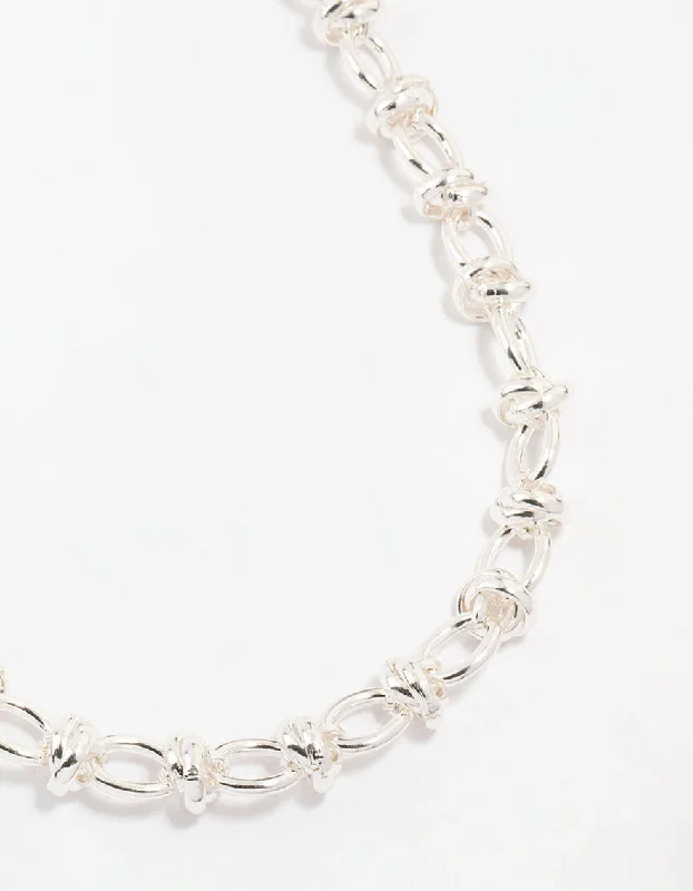 Silver Plated Knotted Chain Necklace