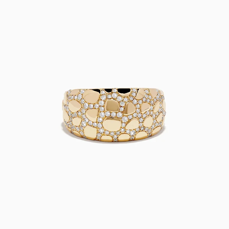 D'oro 14K Yellow Gold Animal Print Diamond Ring