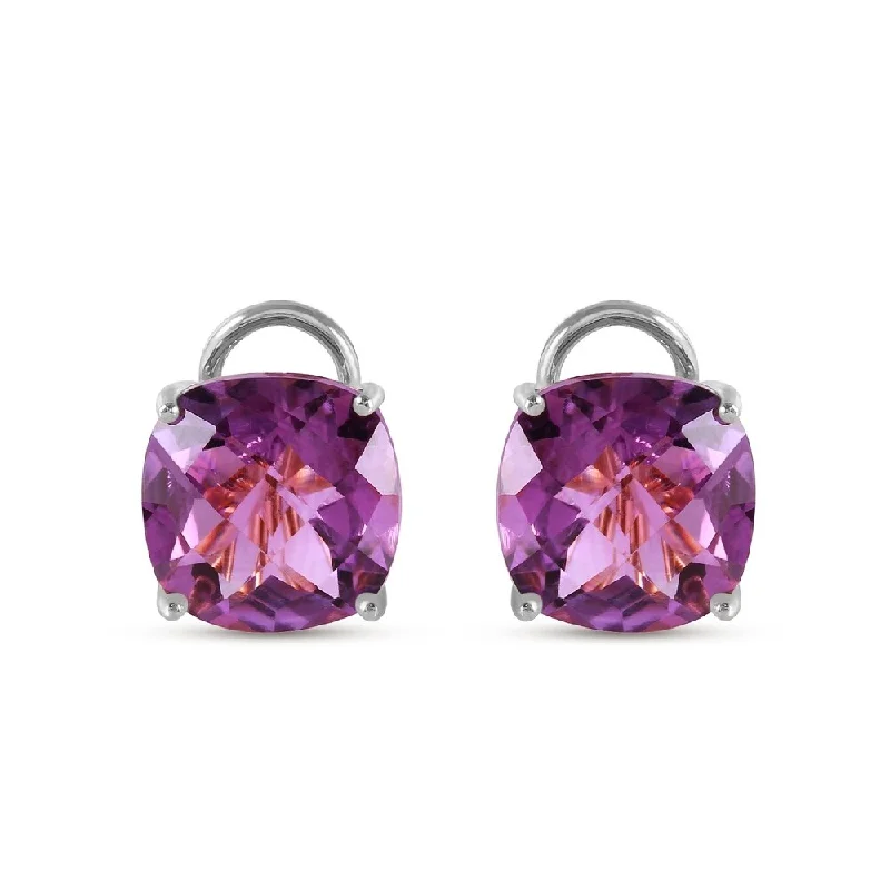 7.2 CTW 14K Solid White Gold Amethyst Standard Amethyst Earrings