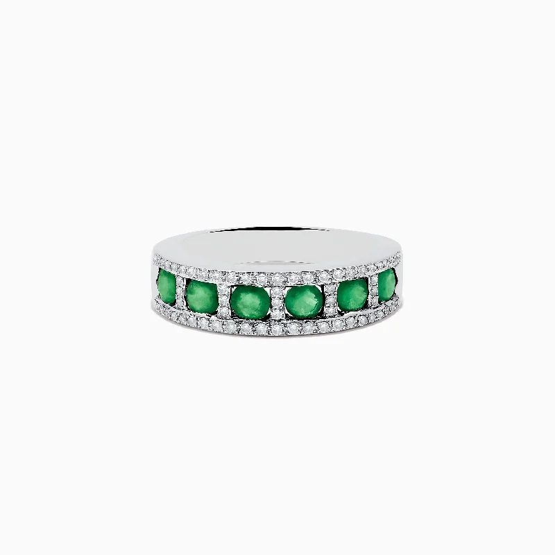 Brasilica 14K White Gold Emerald and Diamond Ring