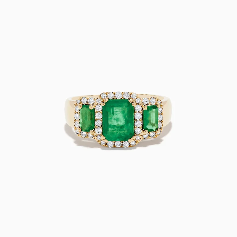 Brasilica 14K Yellow Gold Emerald and Diamond Ring