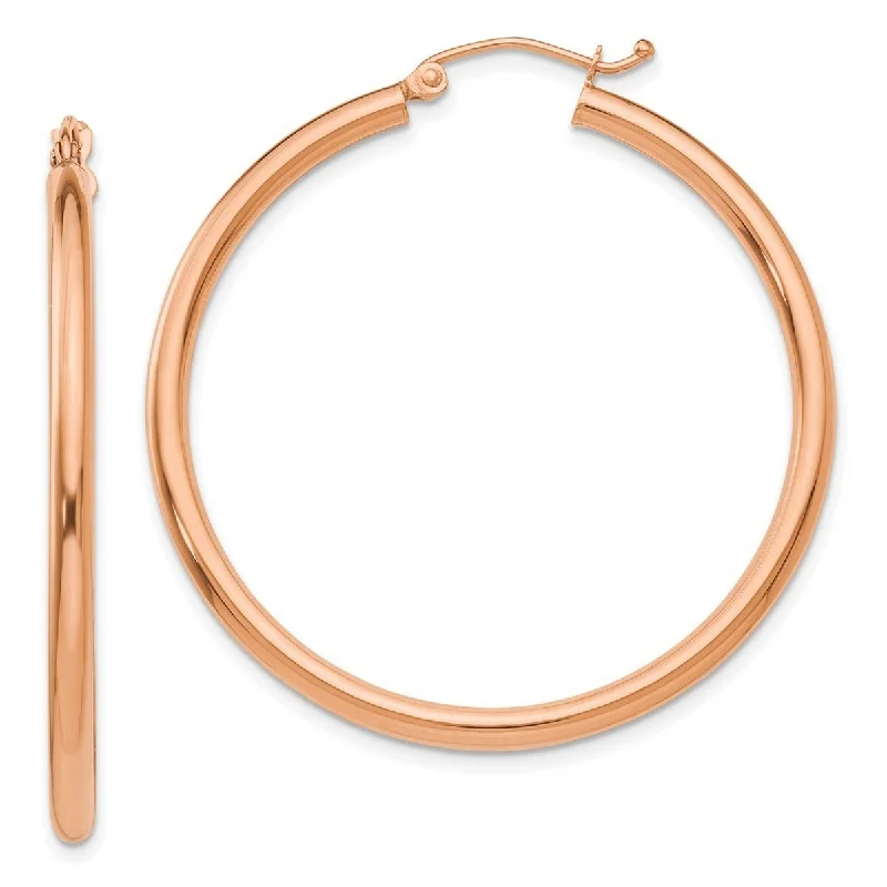 Curata 14k Rose Gold Hollow Polished Hoop Earrings - 40mm