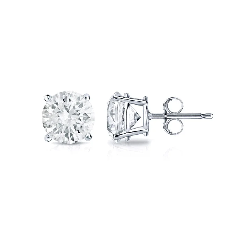 14k Gold Round 1/2ct TW Clarity Enhanced Diamond Stud Earrings by Auriya (H-I, SI1-SI2) - White H-I