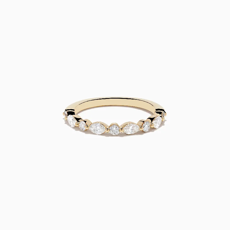 D'oro 14K Yellow Gold Diamond Ring