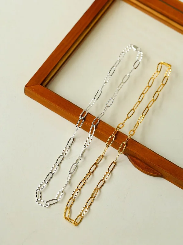 Square Cut Chain Choker Necklace Gold Silver