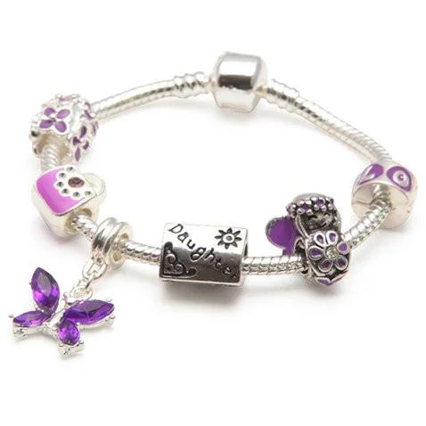 Daughter Purple Fairy Dream Silver Plated Charm Bracelet